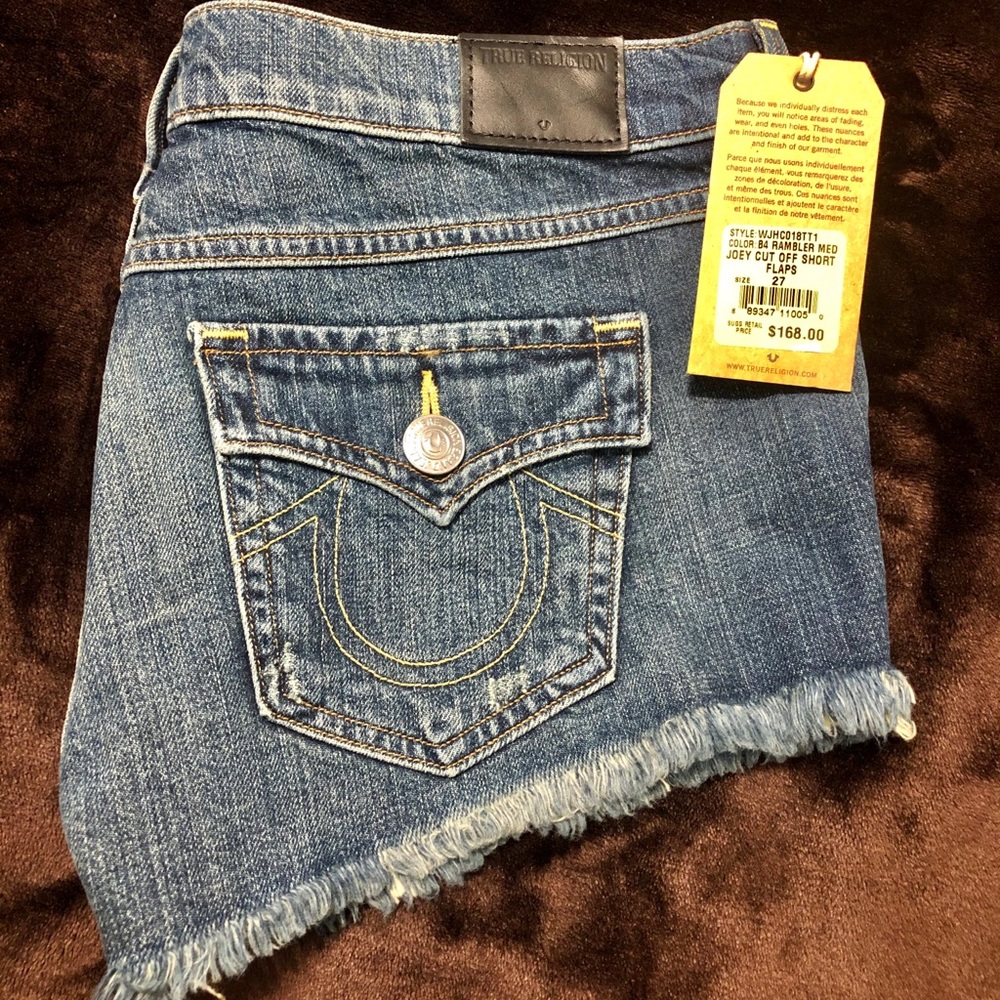 True Religion cut off shorts.
